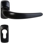 Paire de poignes de porte sur rosaces klose besser   stellus   + 2 rosaces trous cylindres noires