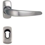 Paire de poign�e de porte sur rosaces , xu,  stelus  + 2 rosaces cylindres couleur inox, produit qualit� ...