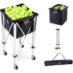 Panier a balle de tennis pliable, capacite 150 balles, chariot alliage dealuminium avec roulettes, sac ...