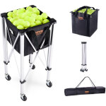 Panier a balle de tennis pliable, capacite 180 balles, chariot alliage dealuminium avec roulettes, sac ...