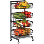 Panier de fruits et legumes avec roues, tagre  lgumes pour cuisine, 4 niveaux chariot de rangement ...