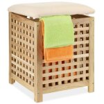 Panier a linge avec assise en noyer