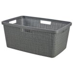 Panier � linge curver aspect jute 46l gris fonc�