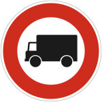 Panneau acc�s interdit aux v�hicules de transport de marchandises b8 ? 650 mm ? signalisation ronde s�curit� ...