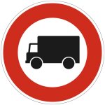 Panneau acc�s interdit aux v�hicules de transport de marchandises b8 ? 650 mm ? signalisation ronde s�curit� ...