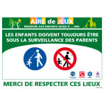 Panneau aire de jeux. panneau d'information personnalisable. aire de jeux surveillance. sticker, pvc ...