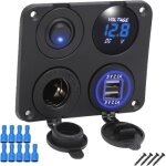 Panneau de commutation de chargeur de voiture 4 en 1, fonction dual usb charger + voltm�tre � led + interrupte ...