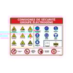 Panneau consignes groupe �lectrog�ne � compl�ter ? aluminium 2 mm ? 300 x 420 mm