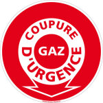Panneau coupure d'urgence gaz. signalisation s�curit� incendie. - adh�sif - diam�tre 450 mm