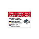 Panneau etablissement sous video surveillance (h0309) - plastique pvc 1, 5 mm - 210 x 150 mm