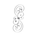 Panneau grande volute, motif feuilles - hauteur 1000mm largeur 360mm en plat de 12x6mm - fer forg - ...