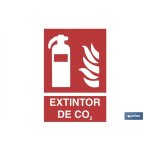 Panneau luminescent 210x148mm pour extincteur co2, design variable mais signification fixe.