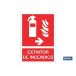 Panneau lumineux d'urgence 297 x 210 mm : extincteur, direction � droite