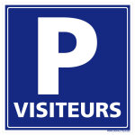 Panneau signalisation parking visiteurs - r�serv� aux visiteurs - aluminium 2 mm - 125 x 125 mm