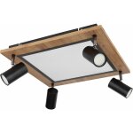 Panneau de plafond  led plafonnier en bois plafonnier  4 flammes spot pivotant, lumire commutable ...