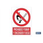 Panneau en polystyr�ne 420x297mm, interdiction de fumer et de faire du feu.