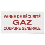 Panneau r�glementaire vanne gaz coupure g�n�rale en pvc �paisseur 2 mm - coditherm distribution