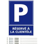 Panneau de signalisation pr�perc� pvc ou alu rectangulaire + kit de fixation - parking r�serv� � la client�le ...