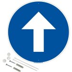 Flche en haut panneau de signalisation rond en aluminium prperc avec kit de fixation complet - diamtre ...