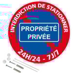 Signaletique. biz france - interdiction de stationner propri�t� priv�e 24h / 24 7j / 7 panneau rond en ...