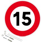 Limitation de vitesse 15km / h panneau de signalisation rond en pvc rigide prperc avec kit de fixation ...