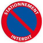 Signaletique. biz france - panneau stationnement interdit - disque pvc 1, 5 mm rouge et bleu - 250 mm ...