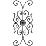 Panneau volutes et rosace - hauteur 700mm largeur 300mm fer rond �12mm - fer forg� grenaill� - � souder ...