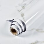 Papier adhesif pour meuble de marbre, 40 x 500 cm papier peint en marbre, film autocollant gris blanc ...