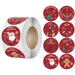 Papier cadeau?500 pi�ces etiquettes cadeau noel, etiquettes noel autocollantes, 1, 5 pouces etiquette ...