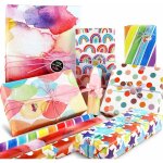 Papier cadeau anniversaire, 6 feuilles papier anniversaire d'emballage, emballage cadeau papier brun ...