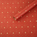 Papier cadeau kraft de no�l 75 x 50 cm, �cologique, motif sapin de no�l rouge, 5 pi�ces