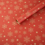 Papier cadeau kraft de no�l, 75x50cm, emballage cadeau �cologique, flocon de neige rouge, 5 pi�ces