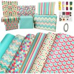 Papier cadeau set avec ruban et �tiquette, ecologique papier cadeaux feuille, papier anniversaire d'emballage ...