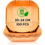 Papier cuisson air fryer, pour friteuse sans huile, 100 unit�s, 20 - 24 cm, bpa free, jetable, pour four, ...