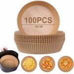 Papier sulfuris air fryer, 100 pices 16cm papier cuisson feuilles, air fryer paper liner, papier parchemin ...
