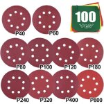 Papier de verre 100, disque abrasif 125mm assorti 40 60 80 100 120 180 240 320 400 800 grain, disques ...