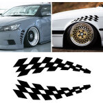 Paquet de 2 autocollants / autocollants pour pare - chocs de voiture drapeau � damier (noir)