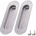 Paquet de 2 poign�es? argent de porte � porte coulissantes poign�e ovale encastr�es en acier inoxydable ...