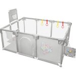 Parc b�b�, barri�re de s�curit�, cl�ture pour enfants, center garden toys, 180x120x66cm, gris clair