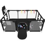 Parc b�b�, barri�re de s�curit�, cl�ture pour enfants, jouet de jardin central, 180x120x66cm, noir