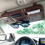 Pare - soleil pour voiture tissu cuir pu voiture organiseur support organiseur de cd / dvd, carte bancaire, ...