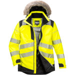 Parka de travail hiver haute - visibilit� matelass�e imperm�able avec capuche amovible pw3 portwest jaune ...