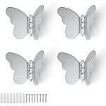 Pat�re murale argent, 4 pi�ces crochet mural moderne, papillon cr�atif pat�res porte manteaux, crochet ...