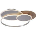 Paul neuhaus plafonnier led 8329 - 79 argent - d�co bois, 50 w, 6000 lm, cct