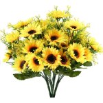 Pcs tournesol artificiel jaune fleurs artificielles bouquet haut de gamme de fleurs artificielles mariage ...