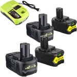 Pdstation - pack de 4 batteries de remplacement 5, 0 ah pour ryobi 18 v avec chargeur p117b. compatible ...