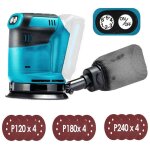 Pedony - ponceuse orbitale lectrique sans fil 125 mm, sans balais, 6 vitesses, sac  poussire  fixation ...