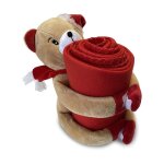 Peluche ours avec plaid polaire rouge pour enfant  cadeau naissance