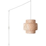 Suspension en osier  onna  avec interrupteur et prise - blanc boho chic