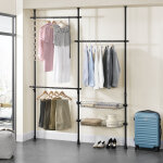 [en. casa] - penderie tlescopique kemi acier laqu 160 - 200 cm noir